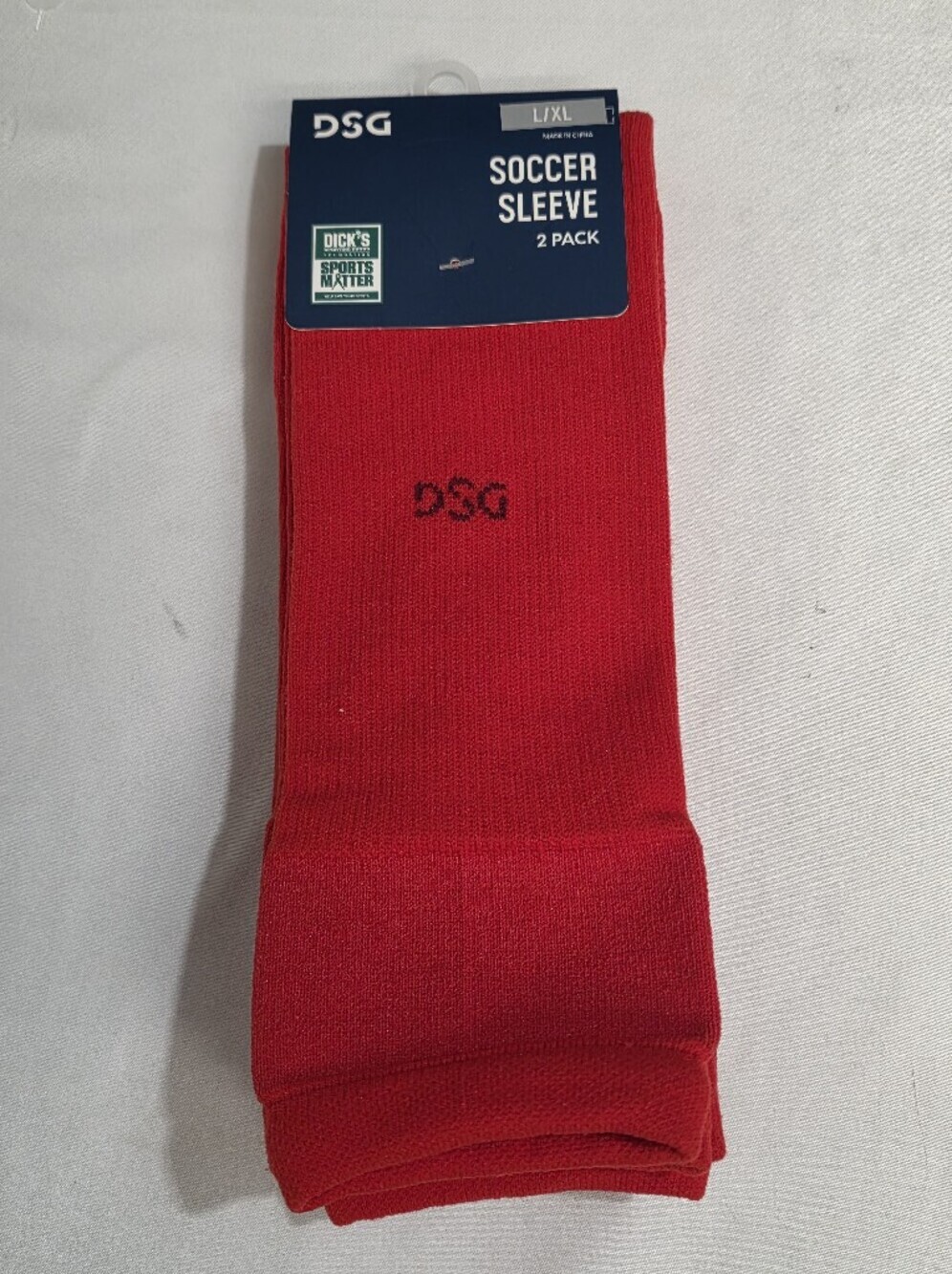 DSG Adult Unisex Red Soccer Leg Sleeve 2-Pack (2 Pair) L/XL